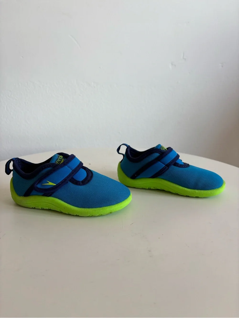 Speedo Blue and Neon Green Kids Velcro water shoe